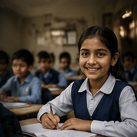 A supported student in class during a school day